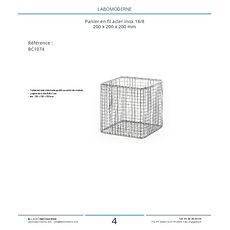 Panier en fil acier inox 18/8  200 x 200 x 200 mm