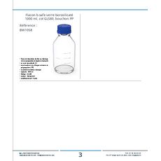 Flacon b.safe verre borosilicaté 1000 ml, col GLS80, bouchon PP