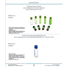 Solution Starna Green pour validation du trajet optique et de l'absorbance 1,5 ml