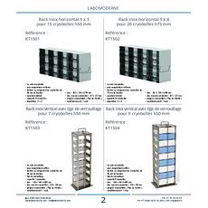 Rack inox horizontal 5 x 4 pour 20 cryoboîtes h75 mm