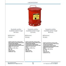Poubelle antifeu à pédale métal rouge 34 litres